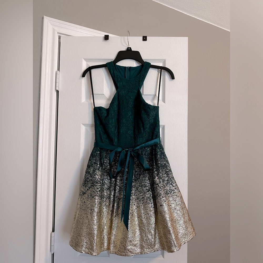 B. Darlin green/gold dress. Size 4.